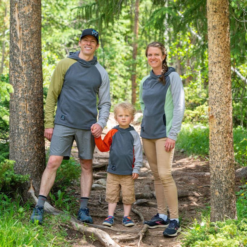 Gloves Backpacking Kids' Fleece Grid Hoodie Outdoor Mid-Layer