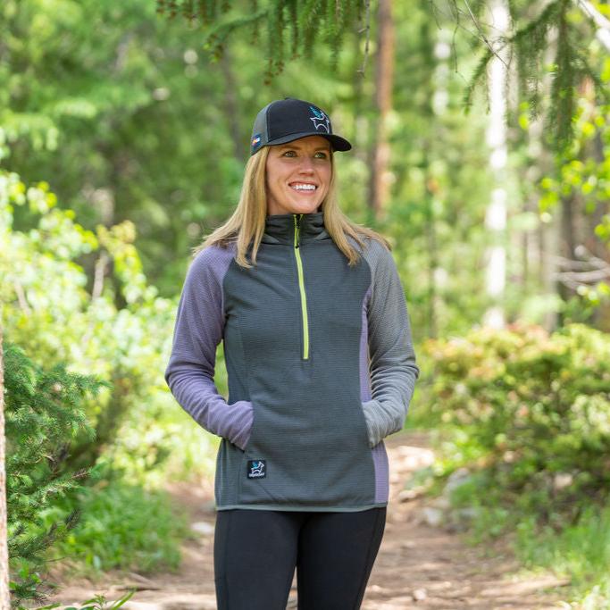 Women's CAMP Microgrid Fleece Half-Zip Hooded Pullover | SkyGOAT
