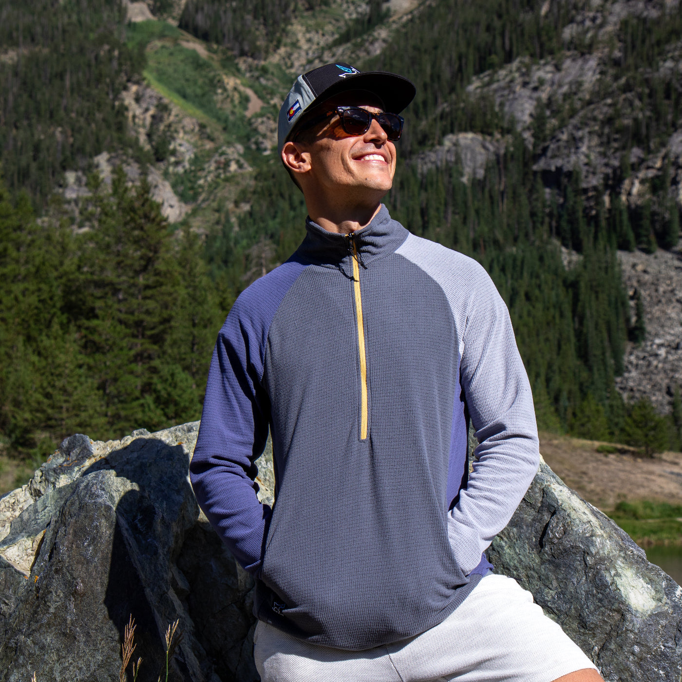 Men's Microgrid Fleece CAMP Half-Zip Pullover Ultralight 115 – SkyGOAT